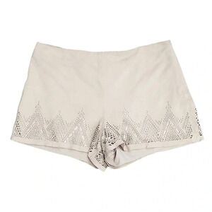 Parker Beige Sueded Laser Cut Shorts 4